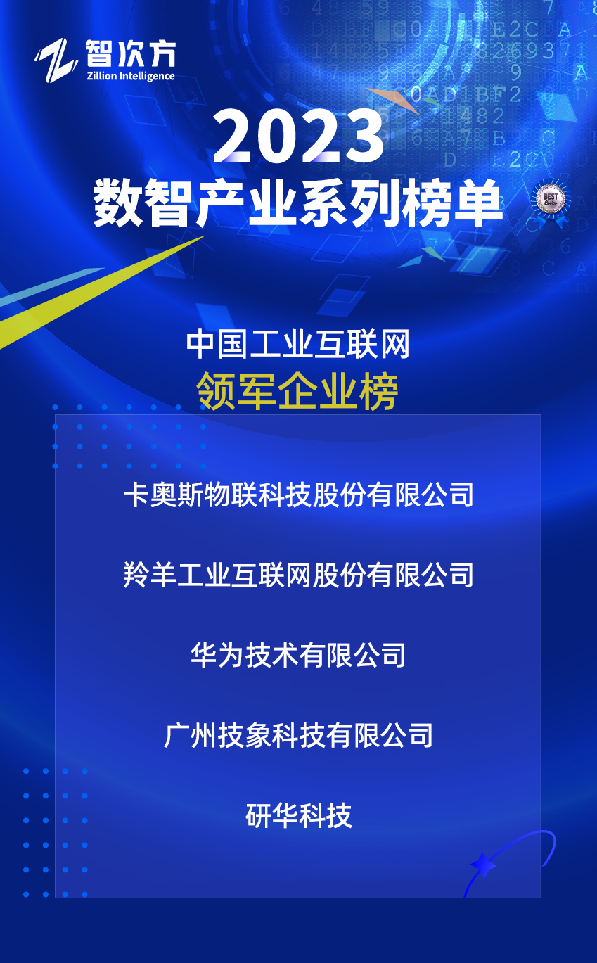 【2023数智产业系列榜单】中国工业互联网领军企业榜发布！搭上工业互联网高速列车，加速推进转型升级